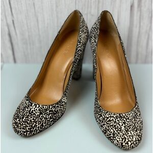 J. Crew Calf Hair Round Toe Animal Print Heels Pumps